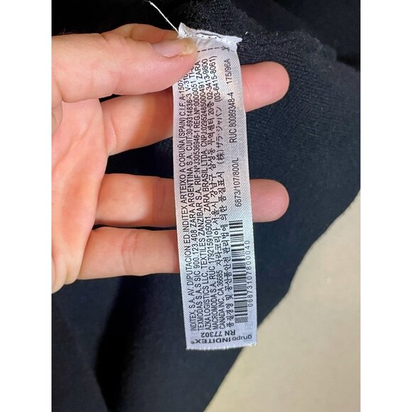 ZARA Sleeveless Knit Mini Dress Womens Size L Black Scoop Neck Front Pockets - Picture 6 of 8